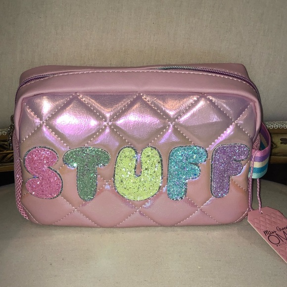 miss gwen’s OMG Accessories Handbags - ✨NWT✨ Miss Gwen’s OMG Accessories STUFF Iridescent Appliqué Pink Cosmetic Pouch
